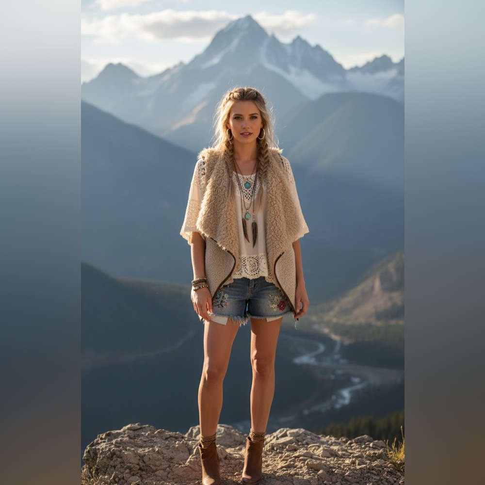 Love Tree Cream Fuzzy Vest